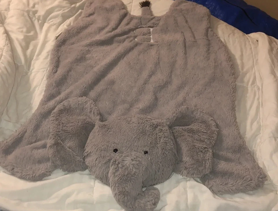 Pottery Barn Kids Gris Elefante Barriga Tiempo Lovey “B” Personalizado 25” Por 34” Foto 2 de 4