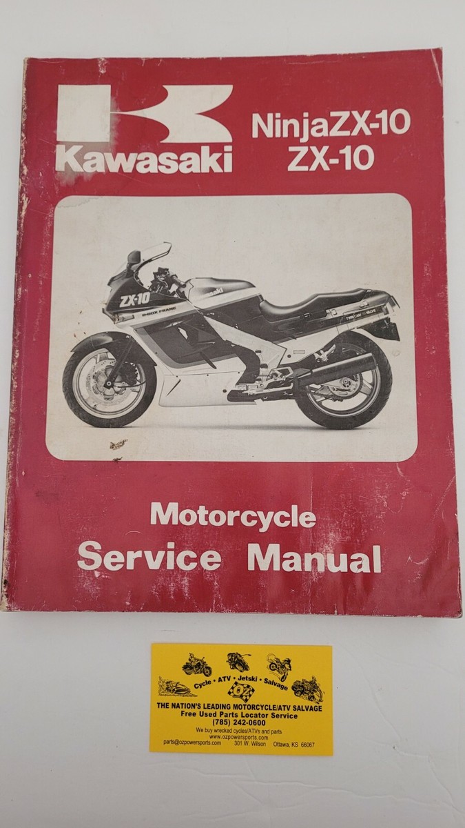 Used 1988 Kawasaki ZX10 Ninja Motorcycle Service Manual 99924-1098