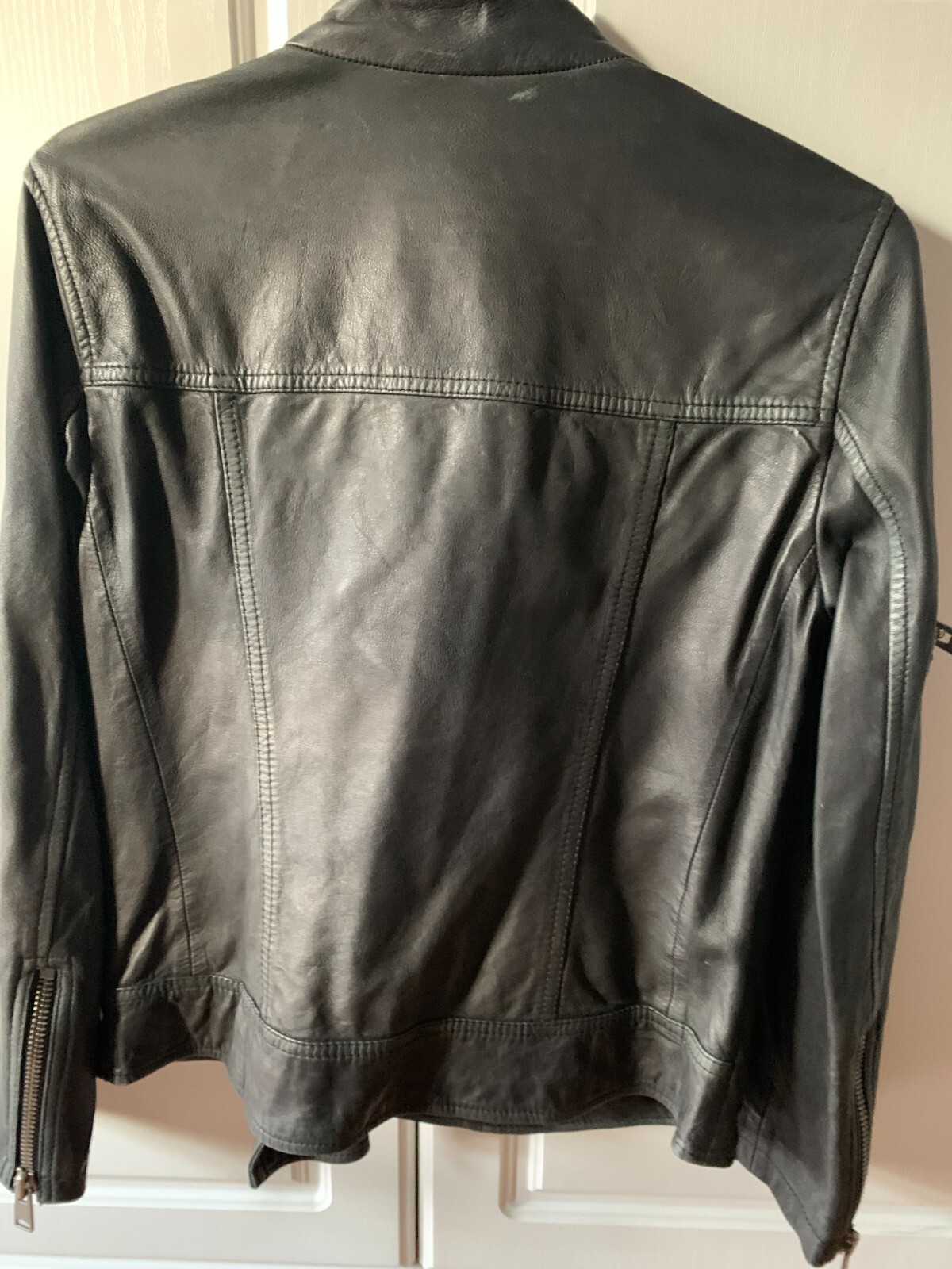 Allsaints Women's Mast Distressed Leather Biker Jacket Size 8 image 3