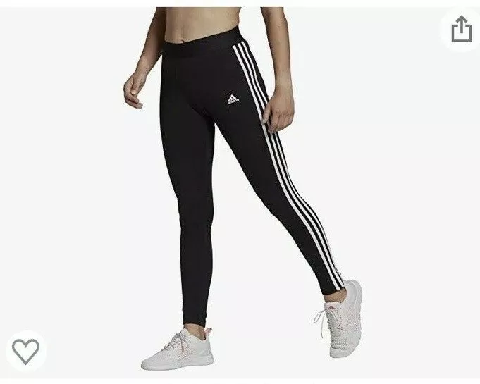 Adidas Womens LOUNGEWEAR Essentials 3-Stripes Leggings Black Size Small NEW