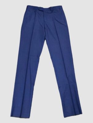$448 Zanella Men's Blue Windowpane Wool Dress Pants Size 33
