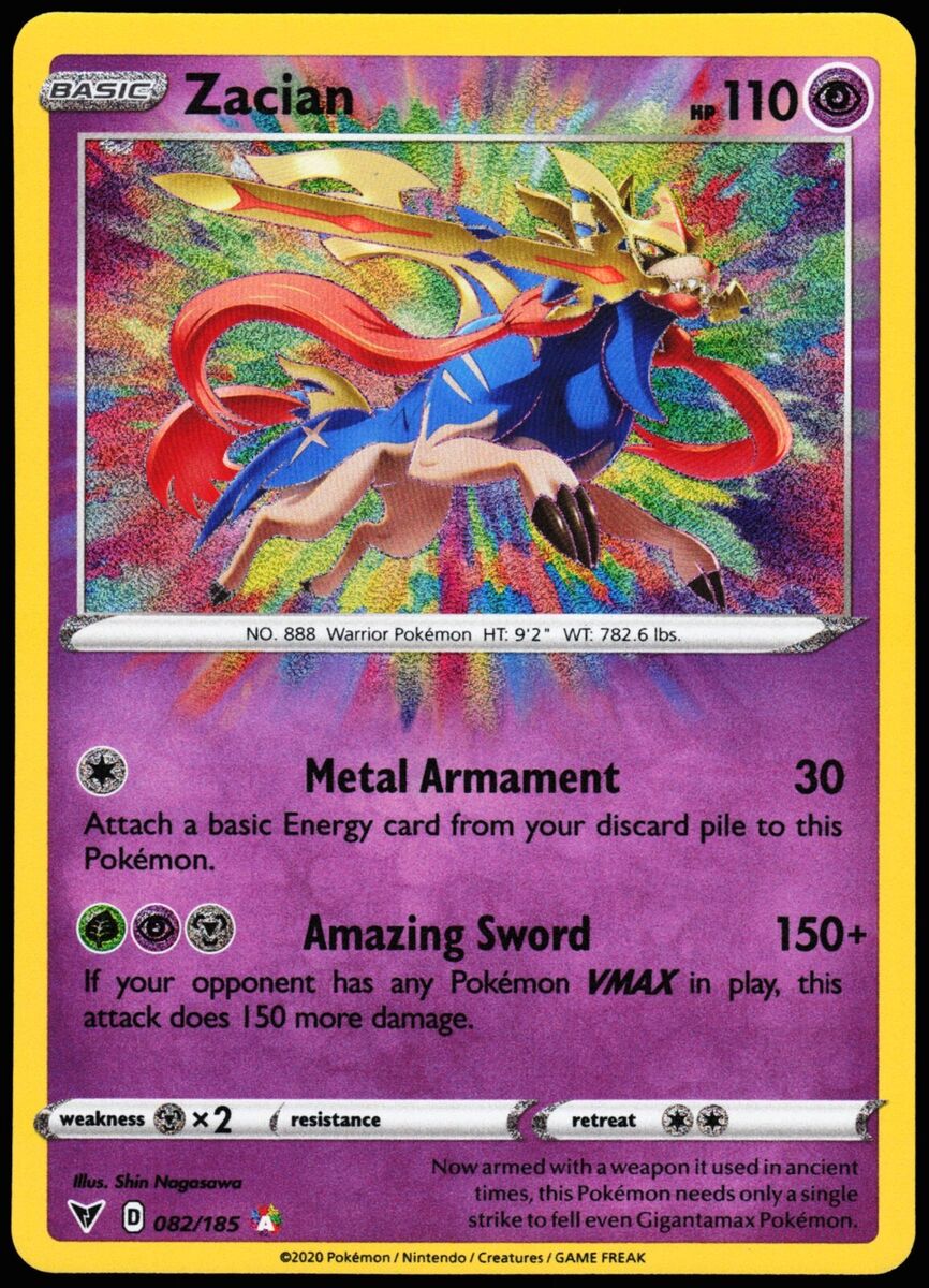 Pokemon TCG SS Vivid Voltage 082/185 Zacian Amazing Rare Holographic Card