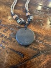 Handmade Medallion  Necklace on Soft Brown Rope With Wood And Silver Accents — photo 5