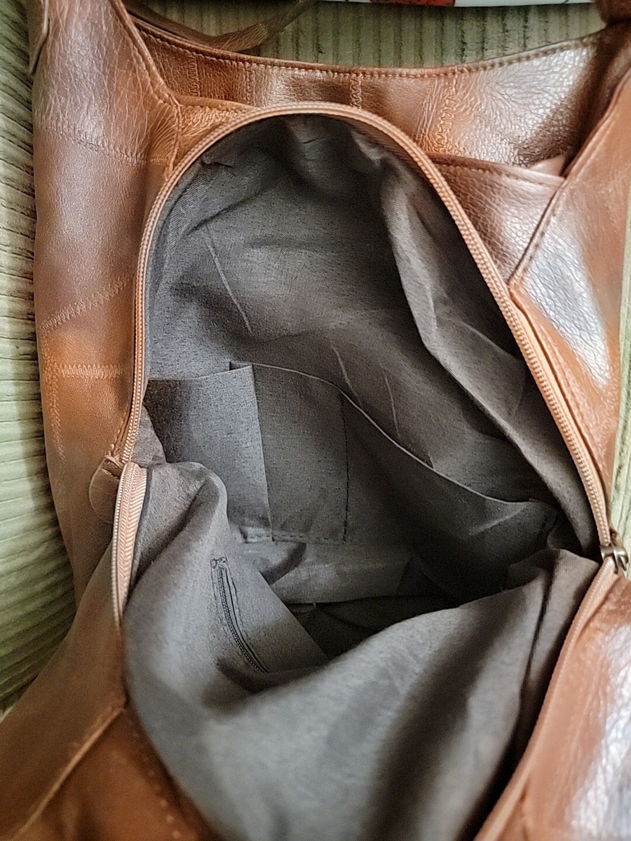 JINGPIN PIJU Leather Handbag Shoulder Bag Purse Reddish Brown EUC