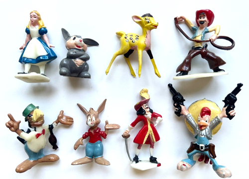 8 VINTAGE 1960's MARX TOYS DISNEYKINS ALICE, THUMPER, BAMBI, HOOK, BR ...