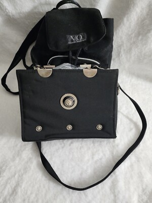 2 Purses BLK Version Originale V.O Vintage Black Backpack/ Purse W/ Lion Pendant