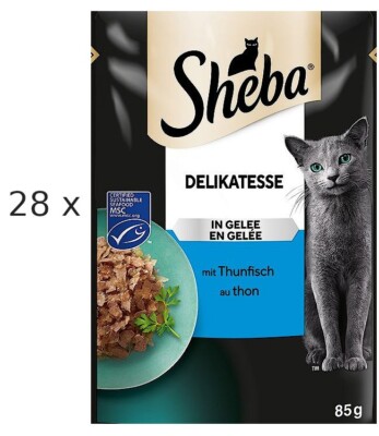 SHEBA Delikatesse in Gelee - 28 x 85 g (  14,14/kg) mit Thunfisch
