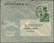 Chile Santiago to Italy Airmail Cover 1957 Latin America Postage