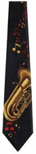 Men's Tuba Wind Instrument Musical Theme Black Gold Novelty Necktie Bands Fun