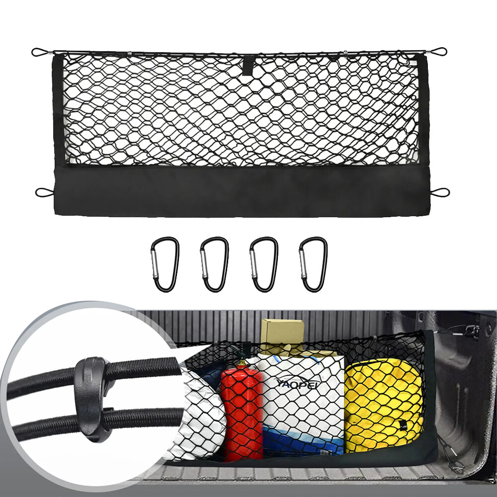 Black Envelope Style Trunk Cargo Net Organizer Rear For 2005-2024 Toyota Tacoma