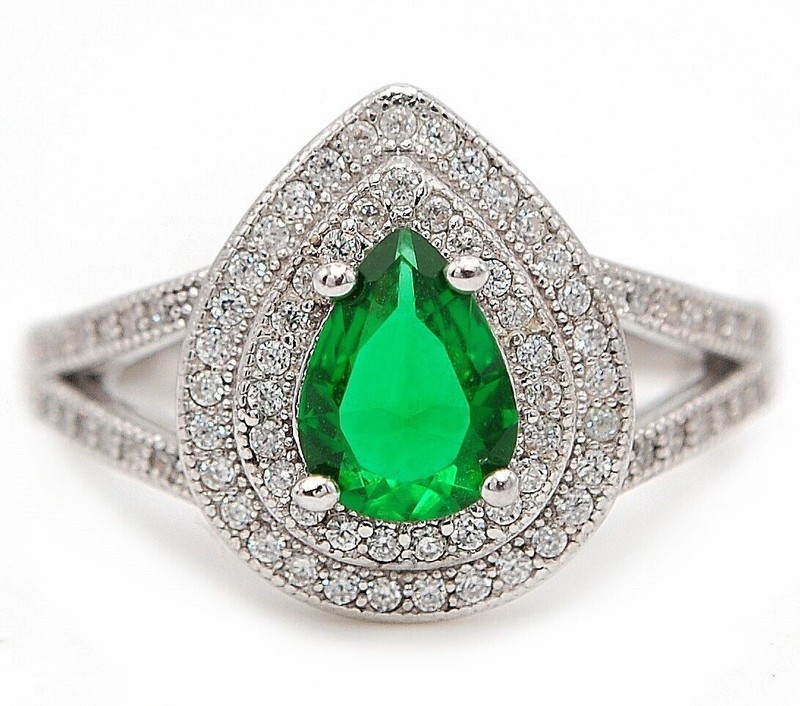 1CT Heat Treated Green Tourmaline 925 Sterling Silver Ring Jewelry Sz 8 &6-7