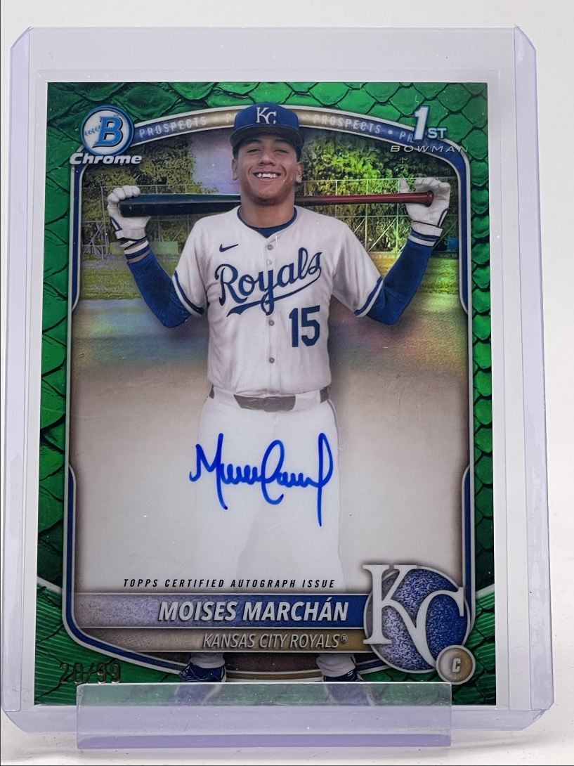 MOISES MARCHAN 2025 BOWMAN CHROME 1ST GREEN REPTILIAN AUTO /99 Q0027