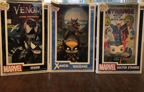 Funko POP Comic Cover Marvel Wolverine Venom Doctor Strange 3 Lot Figures X-Men