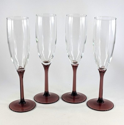 Domaine Purple By Libbey Glass Co Set of 4 Tulip Stem Champagne Flutes