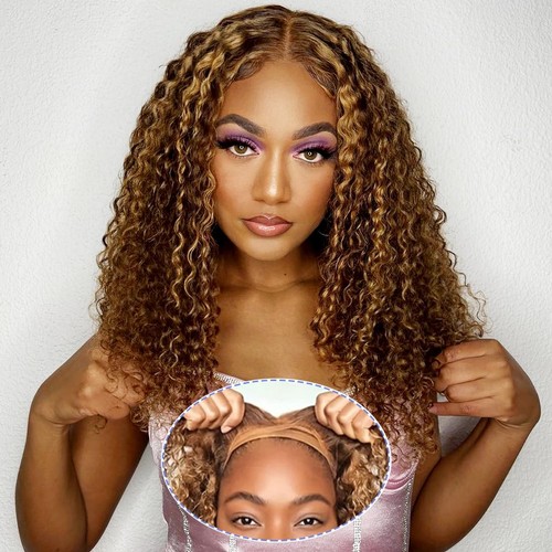 4/27 Ombre Highlight Lace Front Wig Human Hair Pre Plucked 180% Density Honey...