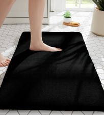 Bathroom Rugs 24x17 Inch Black Memory Foam Bath Mat Ultra Soft Non-Slip