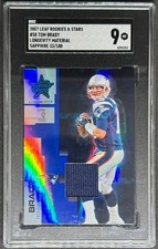 Tom Brady 2007 Leaf Rookies & Stars Longevity Game Used Jersey Sapphire - SGC 9