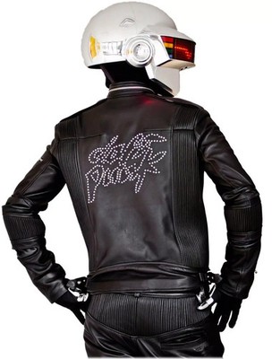 Daft Punk Get Lucky Electroma Biker Genuine Leather Black Motorcycle Jacket