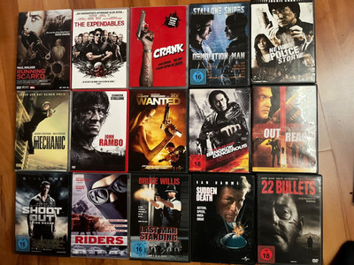 Action Klassiker DVD Paket 15 Filme | Rambo Demolition Man Crank Wanted