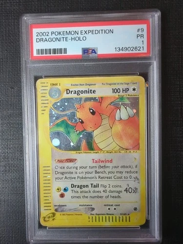 PSA 1 PR 2002 Expedition Dragonite Holo Foil 9/165 WOTC E-Reader Series Pokemon