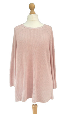 Eileen Fisher rosa Pullover Bio Baumwolle offen Strick lässig Oversize Gr. M (L XL)