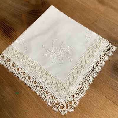 Antik Vintage Hochzeit Taschentuch extra fein Braut bestickt tätowiert NEU 15