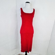 Windsor Crimson Red Midi Dress Size Large Microfiber Suede Stretchy Sleeveless