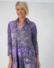 Attitudes by Renee Global Illusions Casknit Tunic with Pockets Safari Nigh XXS