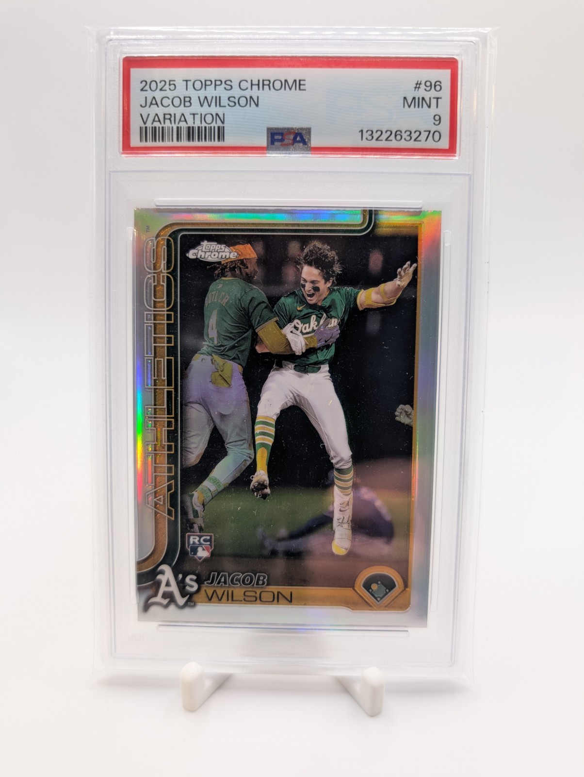 2025 Topps Chrome Jacob Wilson RC PSA 9 Rookie #96 Variation SP Refractor Mint