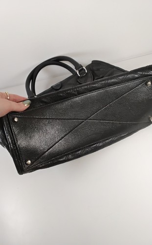 Marc Jacobs Black Leather Top Handle Bag Made in Italy Pouches Flaw - Picture 20 of 24