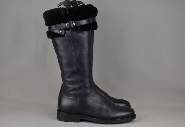Women Bally Boots Navy Leather 37