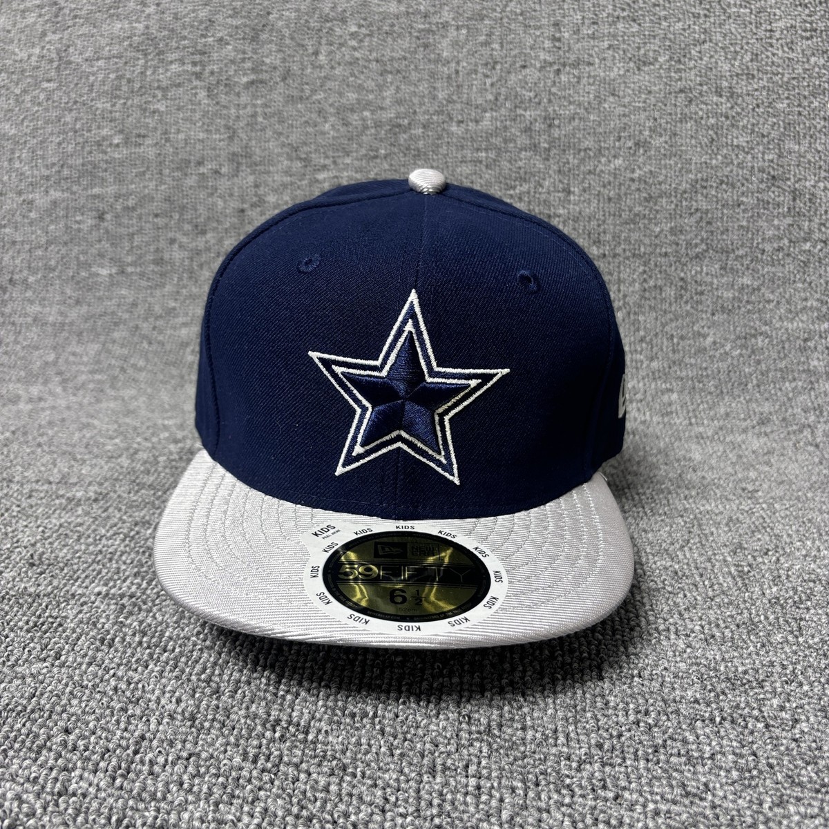 New Era 59FIFTY Dallas Cowboys Kids Fitted Hat Navy Silver NFL Size 6 1/2 52cm