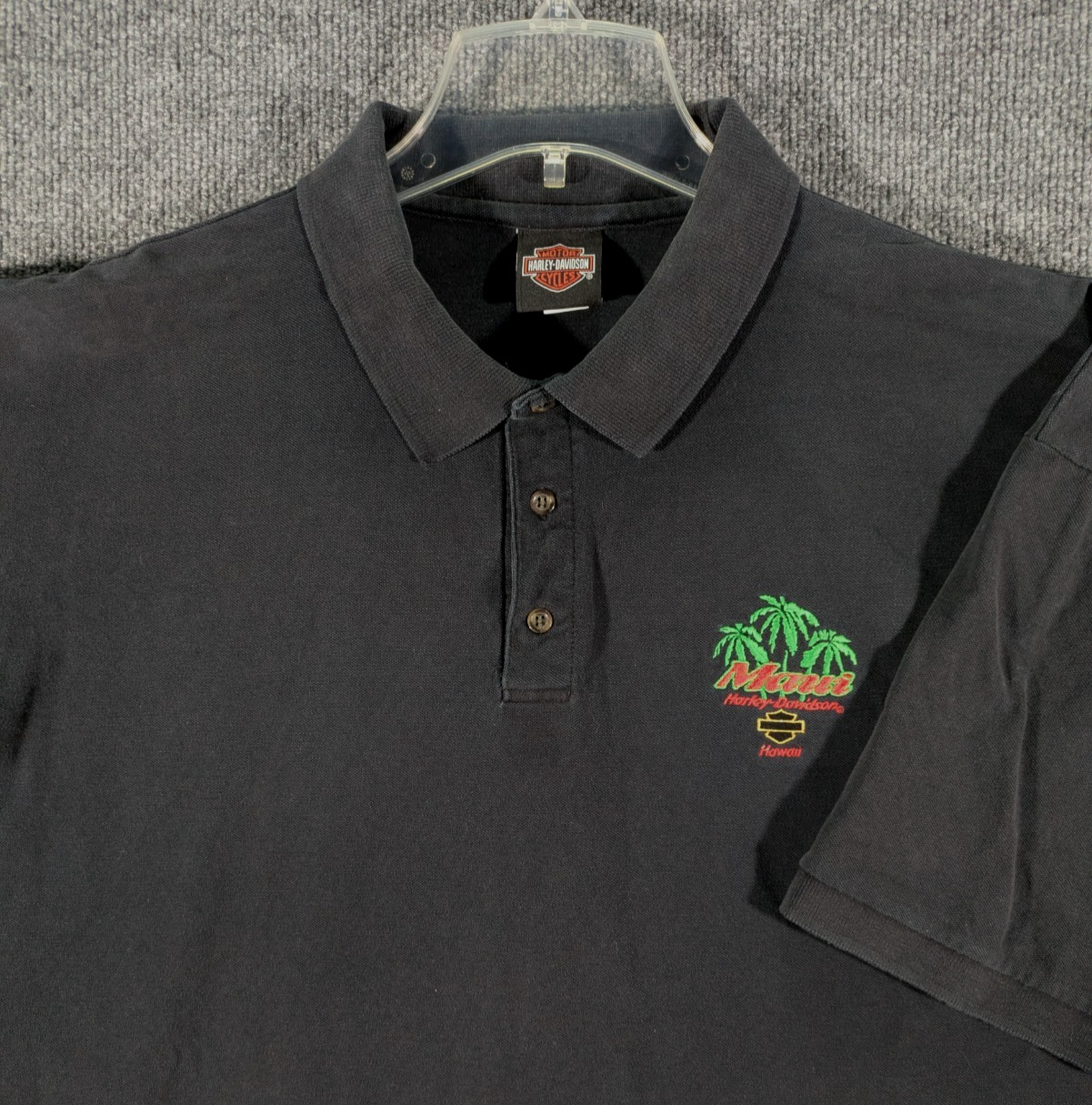 Vintage Harley-Davidson Black Polo Shirt Mens 3XL Maui Hawaii Pacific HD 90