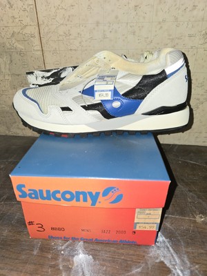 Vintage SAUCONY Jazz 2000 Shoes White Black Sz 9 w/ OG Box Made In USA Deadstock