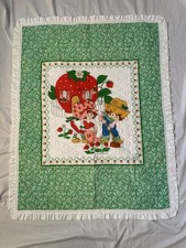 Vtg 80s Strawberry Shortcake Huckleberry Pie Throw Quilt Blanket