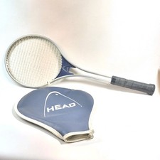 VINTAGE AMF / HEAD "MASTER" ALUMINUM TENNIS RACQUET 4 1/2 Silver/Blue W/ Cover