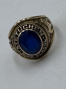 Bague Vintage 10 Carats Or Blanc – Classe Becksville High Ohio 1969, Taille 5.75 (état D’époque)