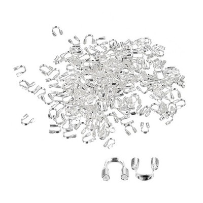 200Pcs 0.6mm U Shape Wire Guard Thread Protector Loop for Jewelry Making Silver