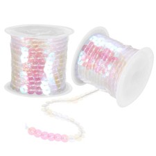 2Pcs 5 Yards x 0.24 Inch Flat Sequin Strip Spangle Sequins Trim Clear White