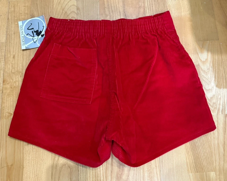 Vintage OP Ocean Pacific Long Riders Red Corduroy Shorts Surf Skate NWT  - Image 2 of 4