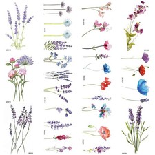 12Pieces/Lot 3D Lavender Flower Temporary Tattoos For Body Art Arm Fake Flora...