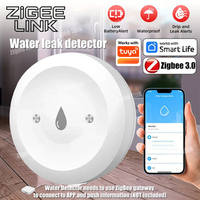 Zigbee 3.0 Smart Water Leak Sensor Alarm - Tuya Compatible Flood Detector