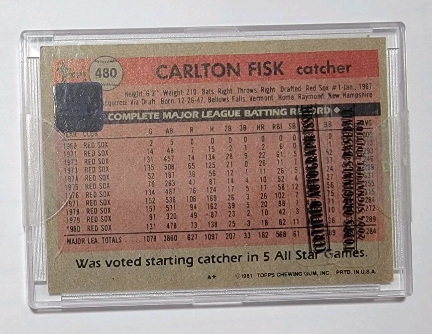2004 Topps Original Signature Edition Carlton Fisk Auto 6/15 #480 - Image 2 of 2