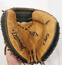 Diamond 32.5" Leather Catchers Mitt RHT DCM-C325 Brown Black Sports Baseball 