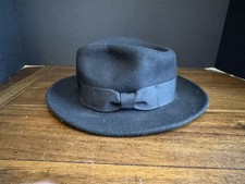 Jaxon Wool Fedora Hat Black Grosgrain Band Size Medium Classic Dress Hat