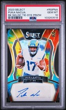 2023 Select Puka Nacua Rookie Signature Die Cut Tie-Dye Auto /25 PSA 10 Rams