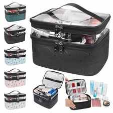 Clear Professional Large Cosmetic Case Makeup Bag Storage Organizer Travel Women