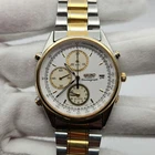 Seiko Men's Vintage Two-Tone w/ White Dial Quartz Chronograph Watch 7T32-7A49