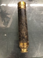 VTG French Leather Wrapped Brass Nautical Maritime Spyglass Telescope W Case HN