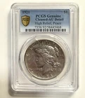 1921 P PCGS AU Detail High Relief - Silver Peace Dollar $1 US Coin